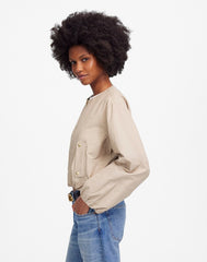 Bubble-Sleeve Bomber Jacket KHAKI