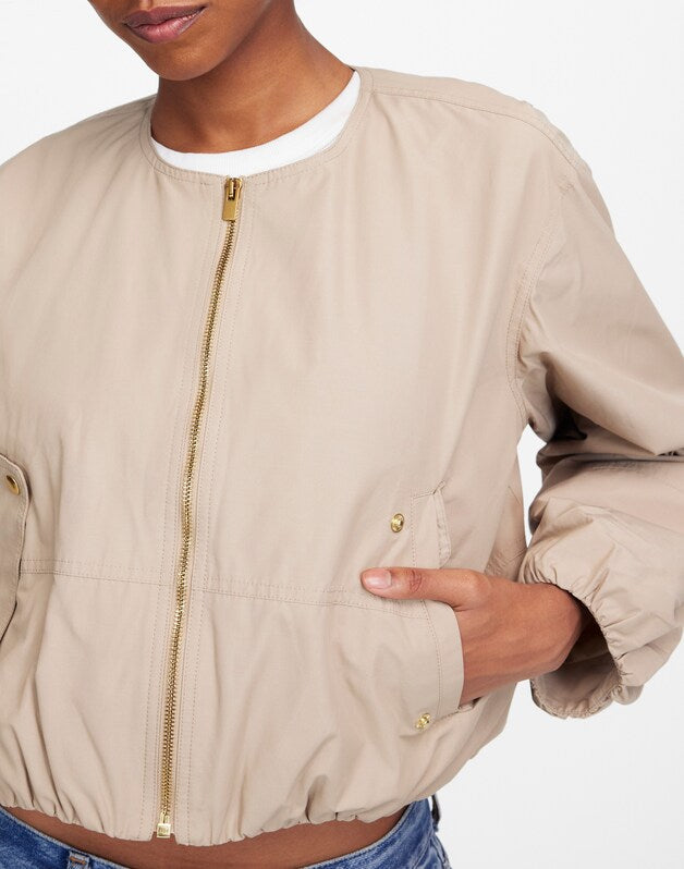 Bubble-Sleeve Bomber Jacket KHAKI