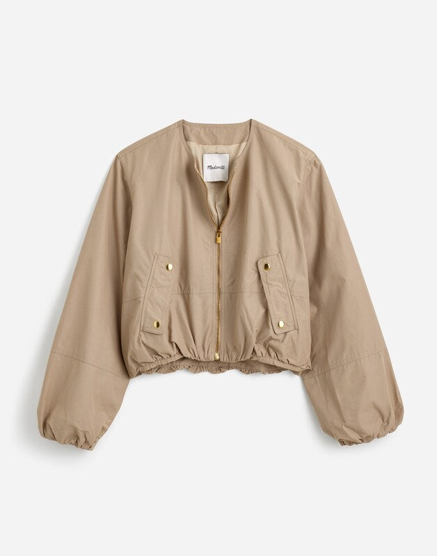 Bubble-Sleeve Bomber Jacket KHAKI