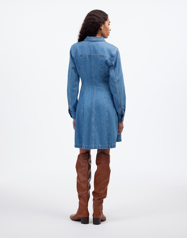 Seamed Mini Dress in Ramey Wash: Airy Denim Edition RAMEY WASH