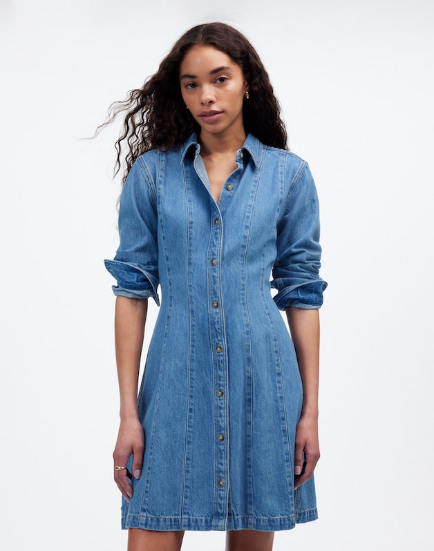 Seamed Mini Dress in Ramey Wash: Airy Denim Edition RAMEY WASH