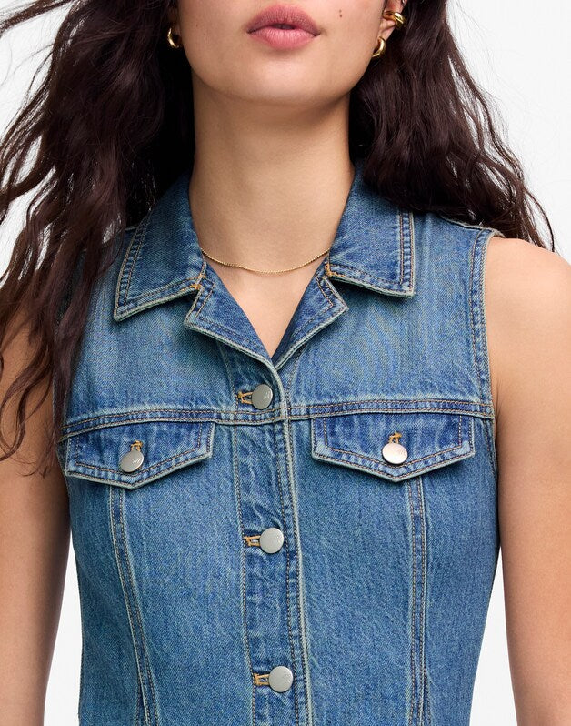 Pleated Midi Shirtdress in Billings Wash: Airy Denim Edition BILLINGS WASH