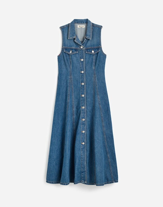 Pleated Midi Shirtdress in Billings Wash: Airy Denim Edition BILLINGS WASH