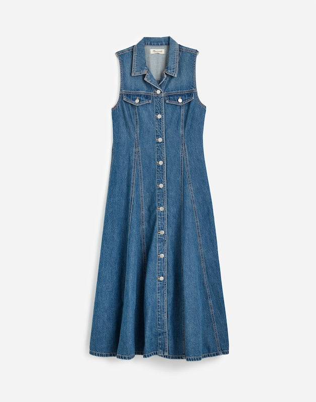 Pleated Midi Shirtdress in Billings Wash: Airy Denim Edition BILLINGS WASH