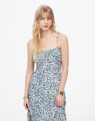Ruched Sweetheart Sleeveless Midi Dress in Floral STELLA FLORAL PERI