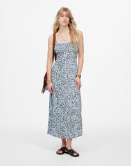 Ruched Sweetheart Sleeveless Midi Dress in Floral STELLA FLORAL PERI