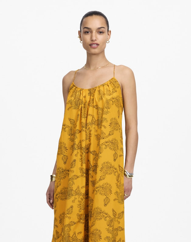 U-Neck Crossback Maxi Dress in Paisley POLLEN