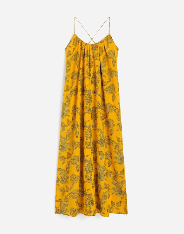 U-Neck Crossback Maxi Dress in Paisley POLLEN