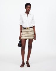 Mini Skirt in Striped Tweed SAFARI KHAKI STRIPE