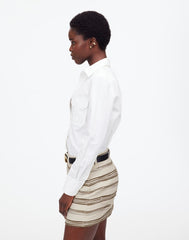 Mini Skirt in Striped Tweed SAFARI KHAKI STRIPE