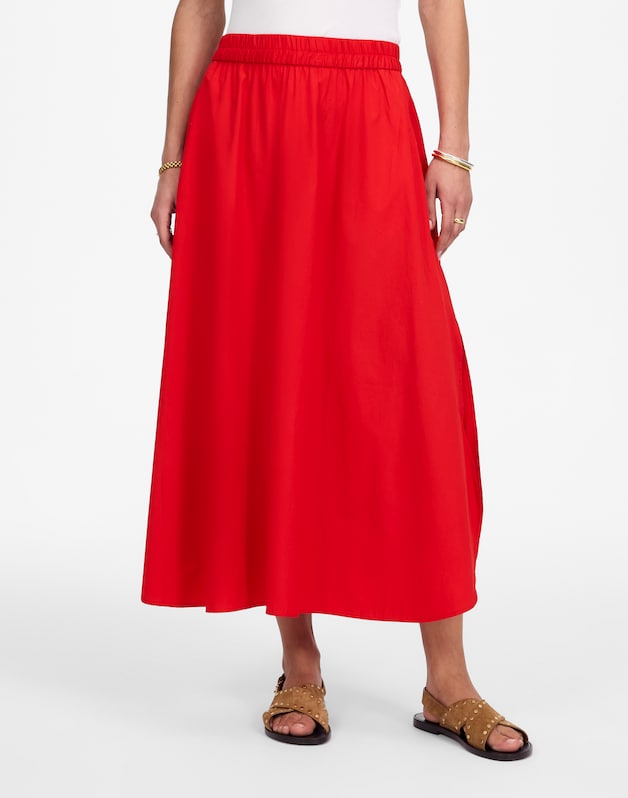 Poplin Midi Skirt CERISE