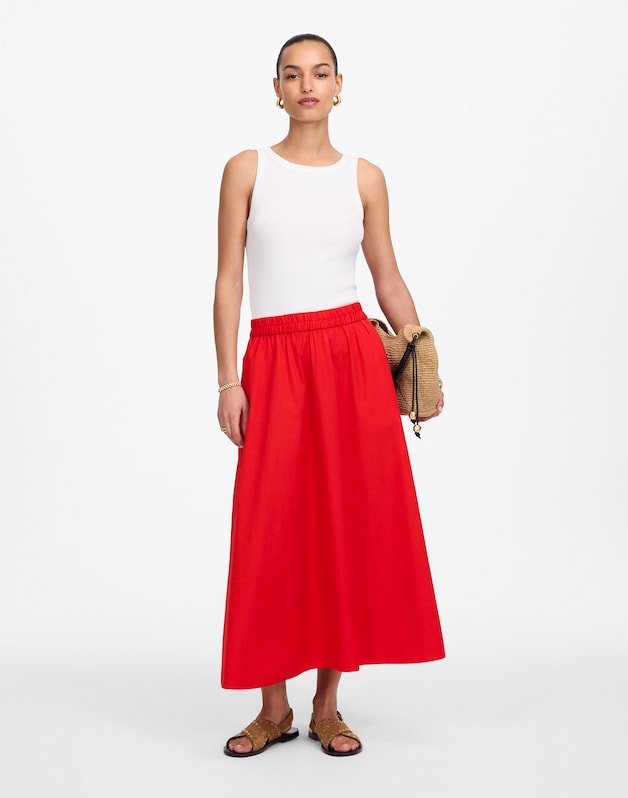 Poplin Midi Skirt CERISE