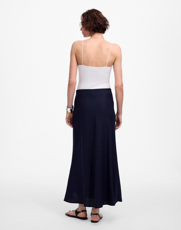 Maxi Slip Skirt in Linen JUNIPER BERRY