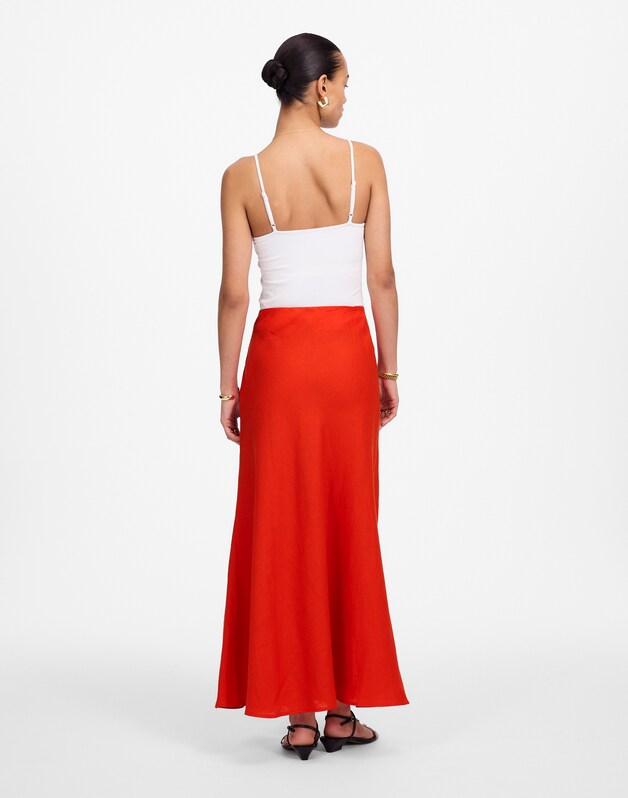 Maxi Slip Skirt in Linen BRIGHT FLAME