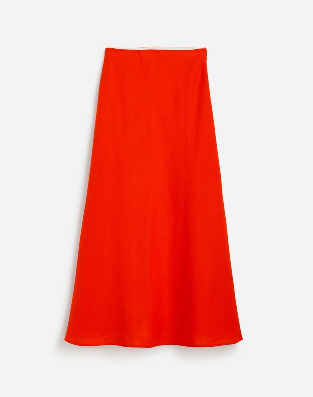 Maxi Slip Skirt in Linen BRIGHT FLAME