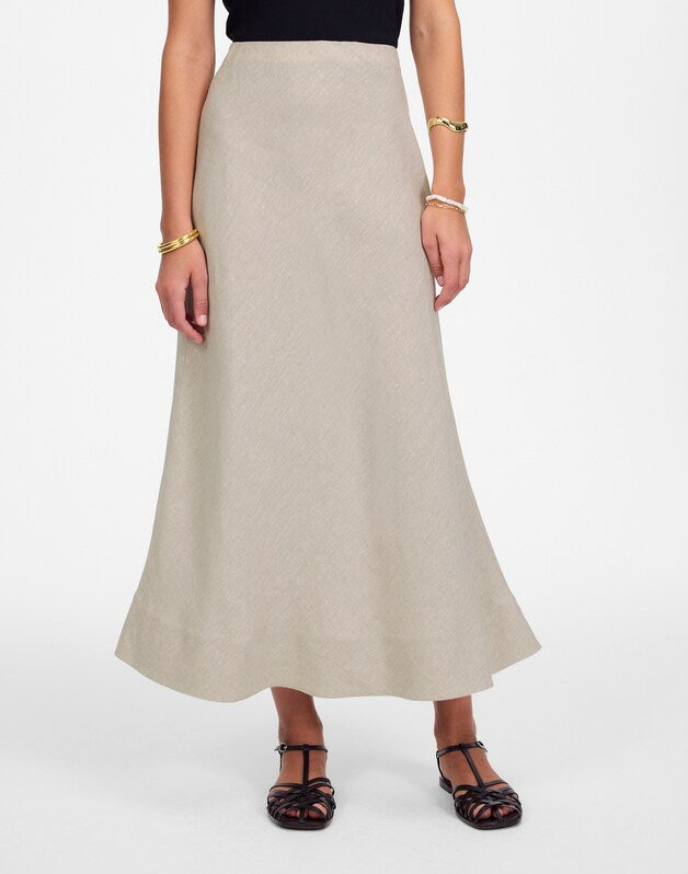 Maxi Slip Skirt in Linen OAT