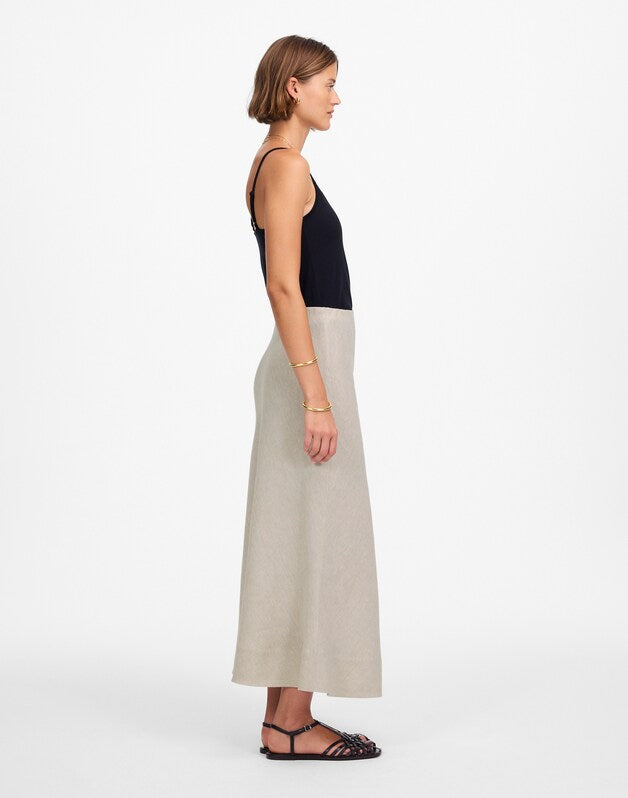 Maxi Slip Skirt in Linen OAT