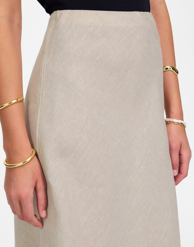 Maxi Slip Skirt in Linen OAT