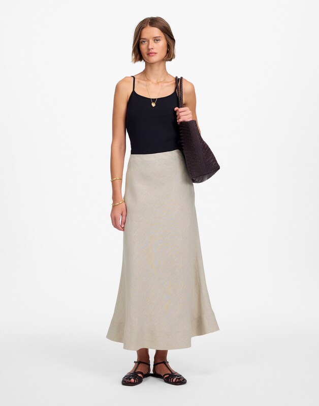 Maxi Slip Skirt in Linen OAT