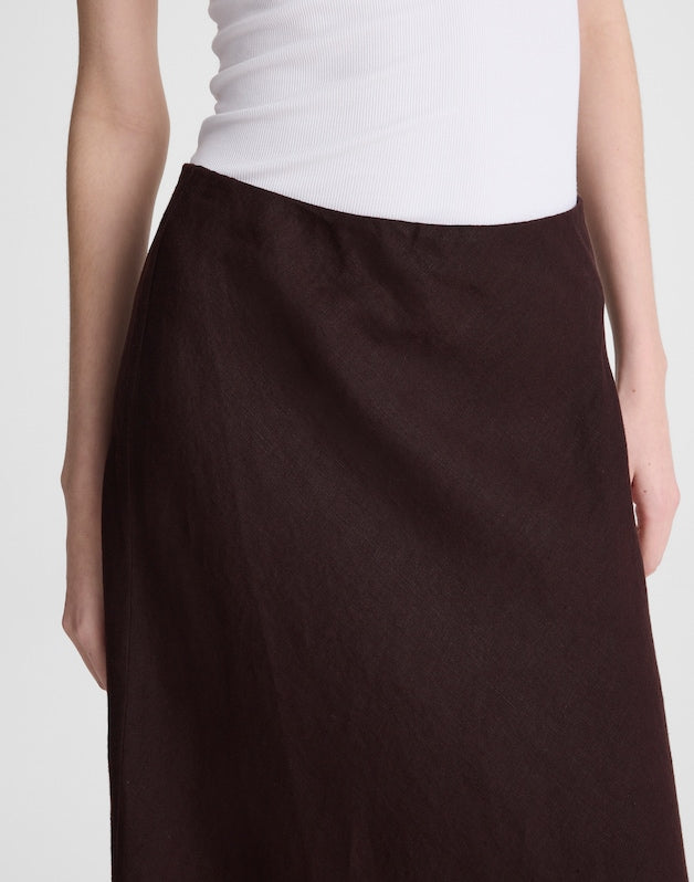 Maxi Slip Skirt in Linen COCOA