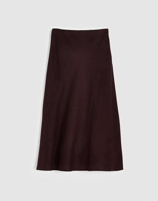 Maxi Slip Skirt in Linen COCOA