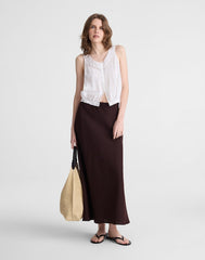 Maxi Slip Skirt in Linen COCOA