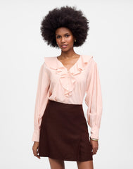 Pleated Linen Mini Skirt CHOCOLATE RAISIN
