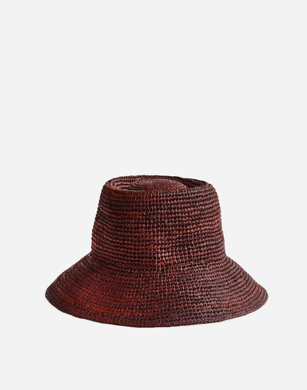 Lantern Straw Hat DARK CAROB