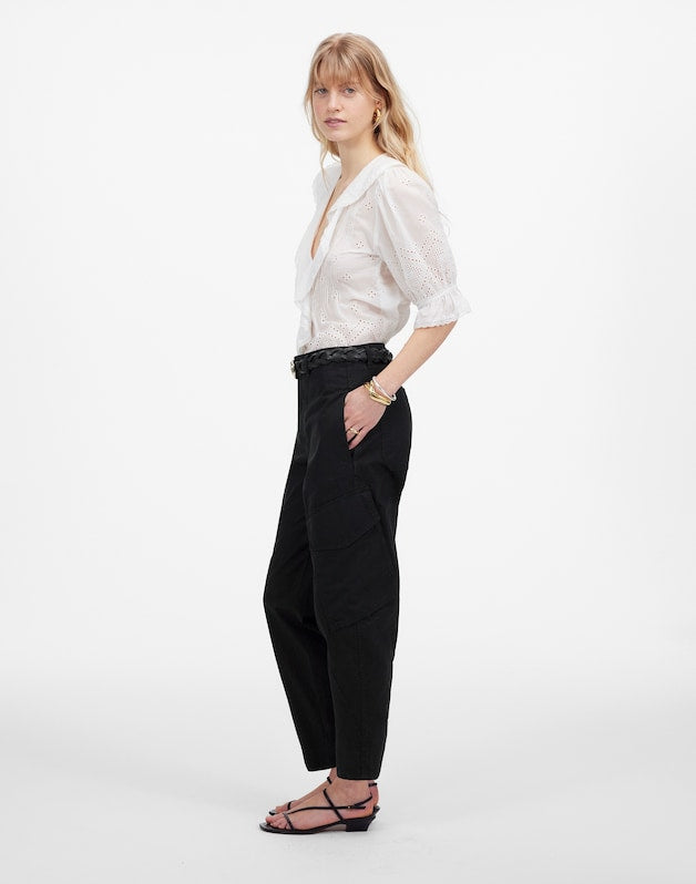 The Barrel-Leg Utility Pant in Garment-Dyed Twill JET BLACK