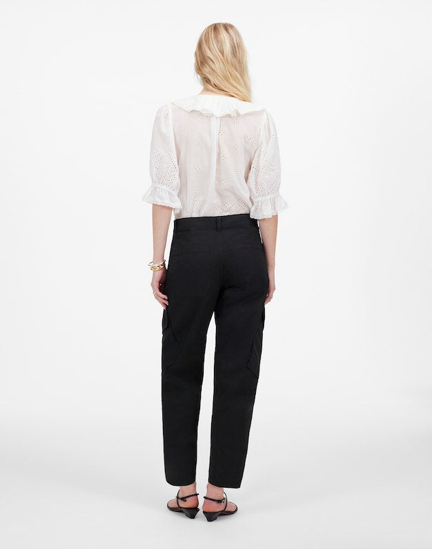 The Barrel-Leg Utility Pant in Garment-Dyed Twill JET BLACK