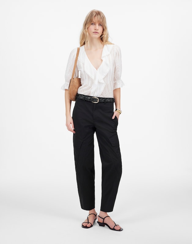 The Barrel-Leg Utility Pant in Garment-Dyed Twill JET BLACK