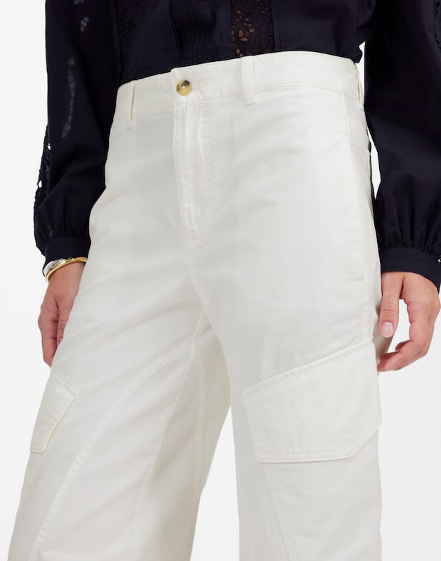 The Barrel-Leg Utility Pant in Garment-Dyed Twill WHITE