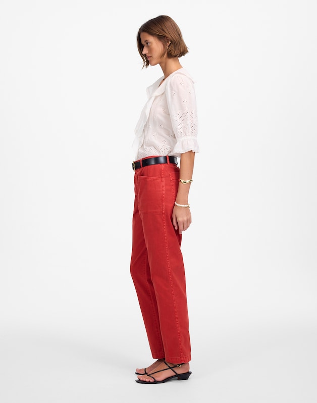 The Taper-Leg Utility Pant in Garment-Dyed Twill CRIMSON