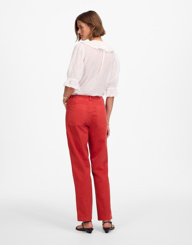 The Taper-Leg Utility Pant in Garment-Dyed Twill CRIMSON