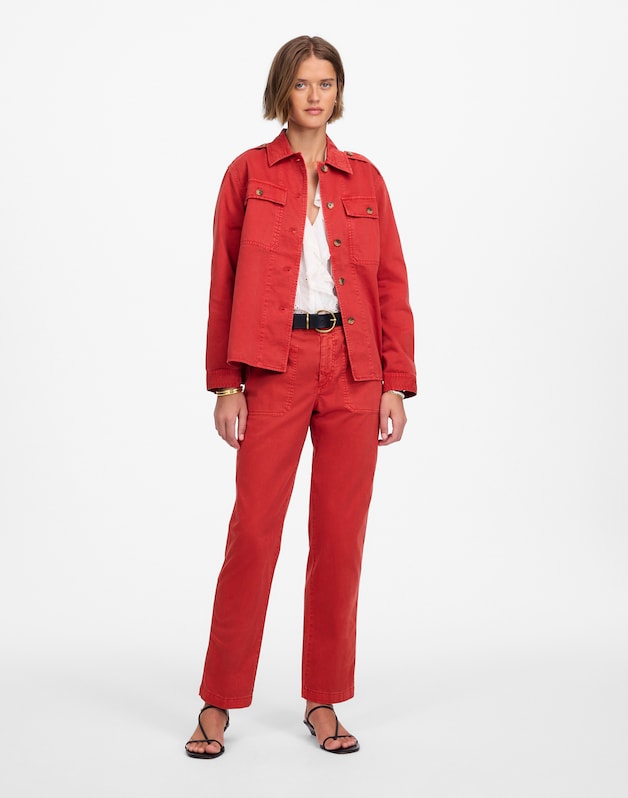 The Taper-Leg Utility Pant in Garment-Dyed Twill CRIMSON
