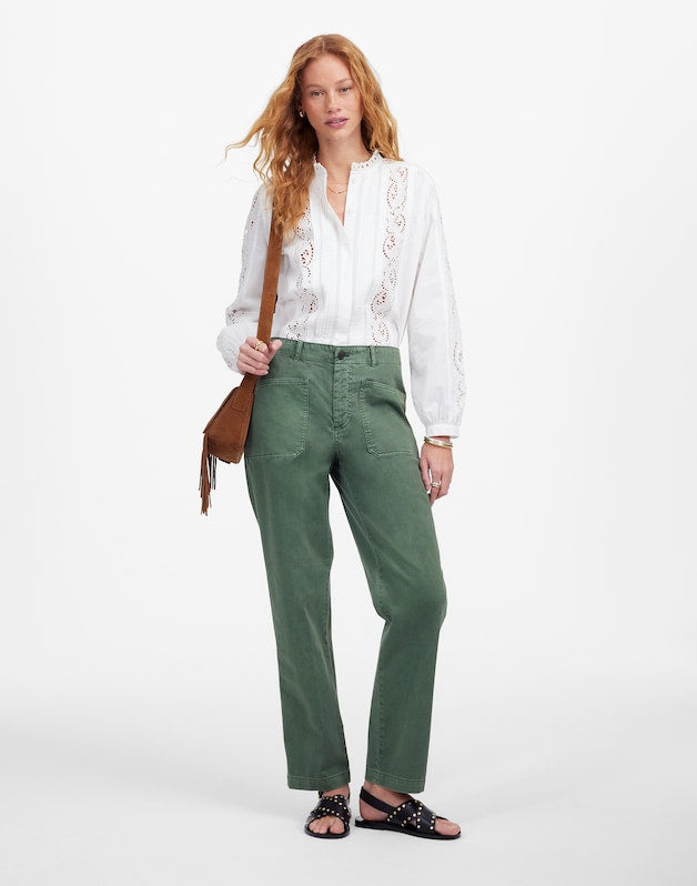 The Taper-Leg Utility Pant in Garment-Dyed Twill GREEN