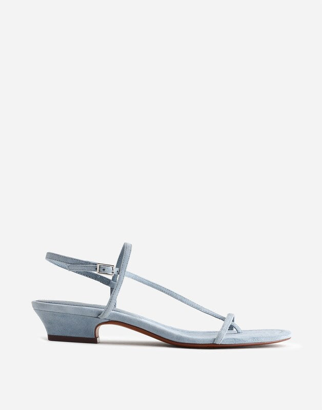 The Maycie Asymmetric T-Strap Sandal in Suede TERRACE BLUE