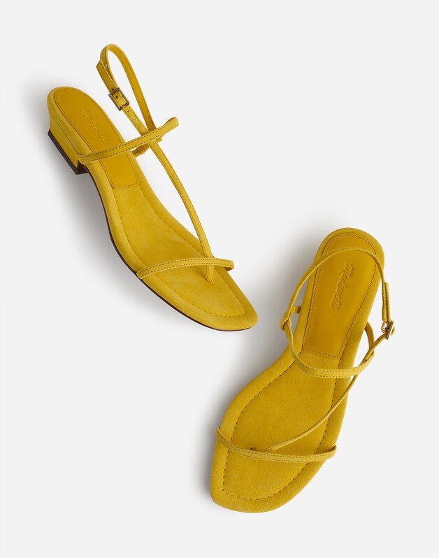 The Maycie Asymmetric T-Strap Sandal in Suede POPLAR YELLOW