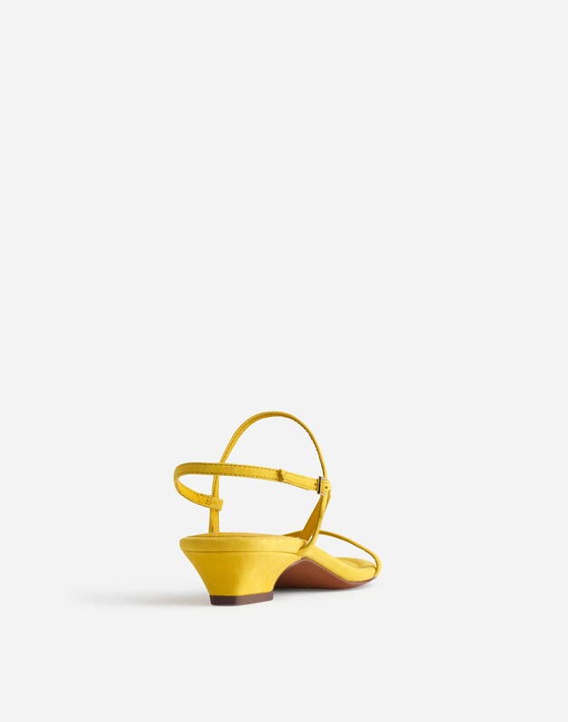 The Maycie Asymmetric T-Strap Sandal in Suede POPLAR YELLOW