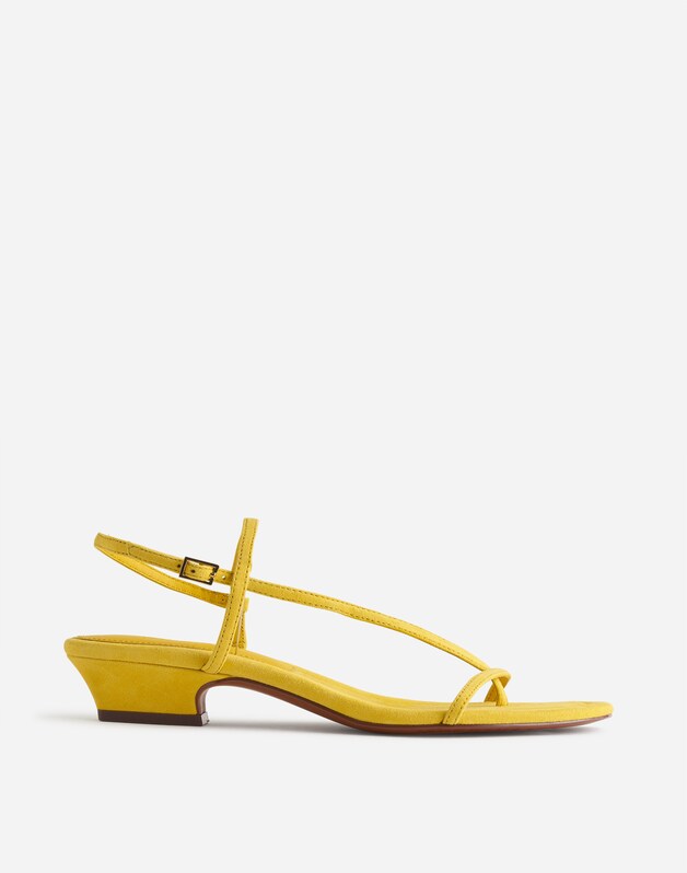 The Maycie Asymmetric T-Strap Sandal in Suede POPLAR YELLOW
