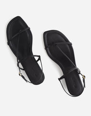 The Maycie Asymmetric T-Strap Sandal TRUE BLACK