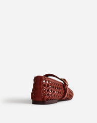 The Remy Mary Jane Flat in Woven Leather DUSTY REDWOOD