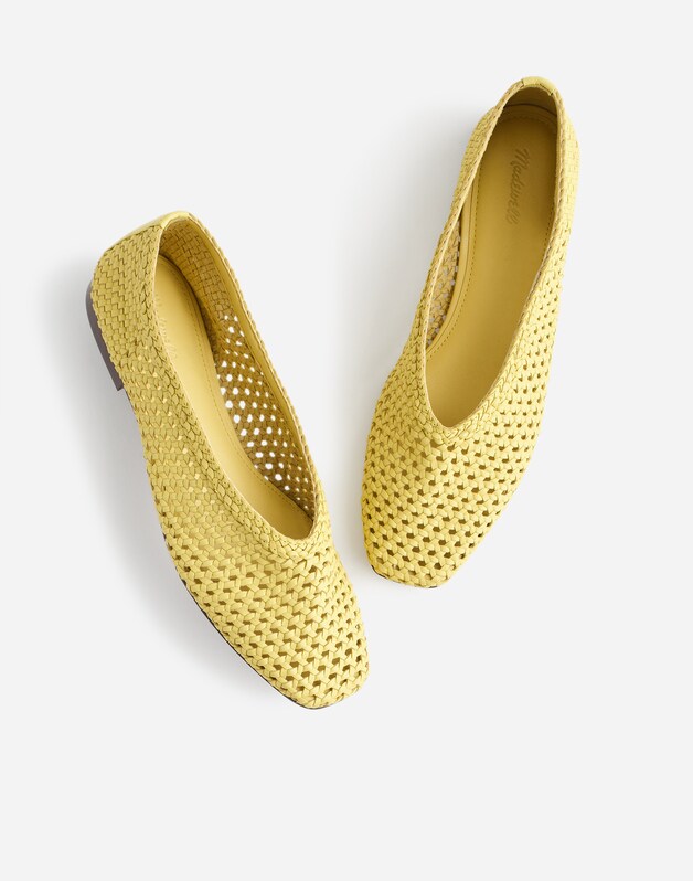 The Mylie Ballet Flat in Handwoven Leather ICED LEMON