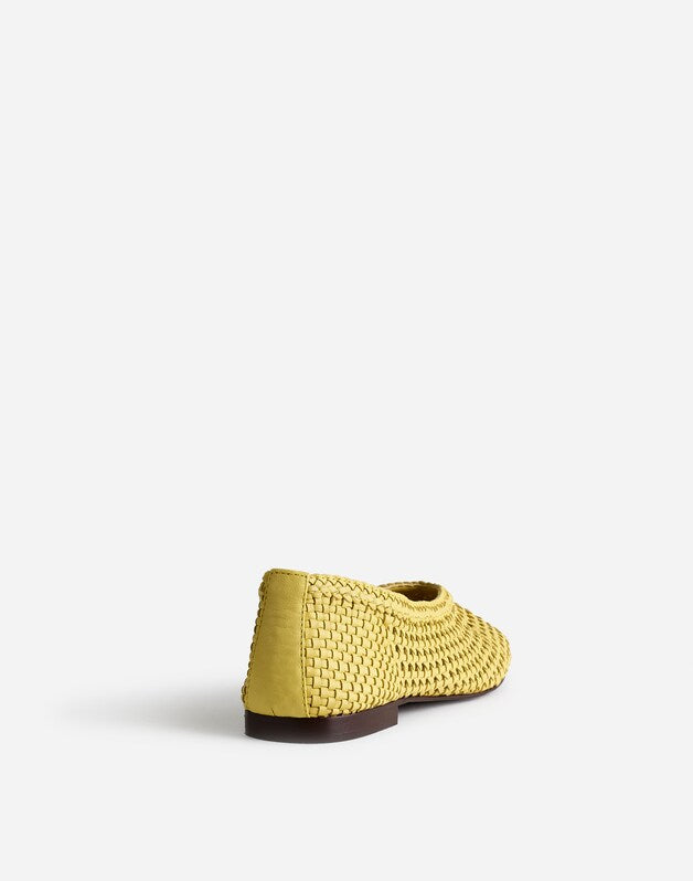 The Mylie Ballet Flat in Handwoven Leather ICED LEMON