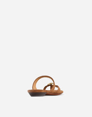 The Mila Sculpted Hardware Thong Slide Sandal in Suede AGED COGNAC