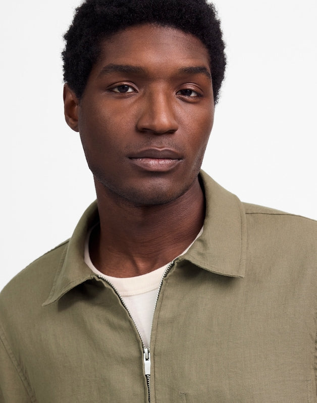 Linen Zip-Front Shirt Jacket PRESSED SAGE