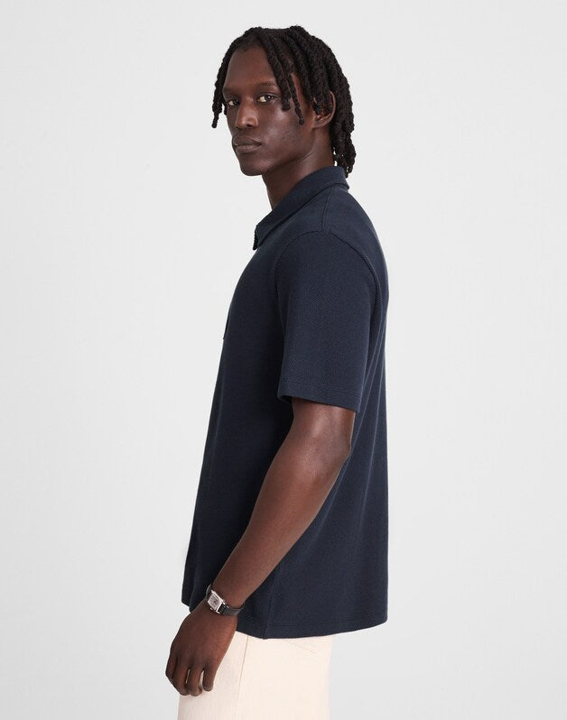 Quarter-Zip Pique Polo Shirt DARK NAVY