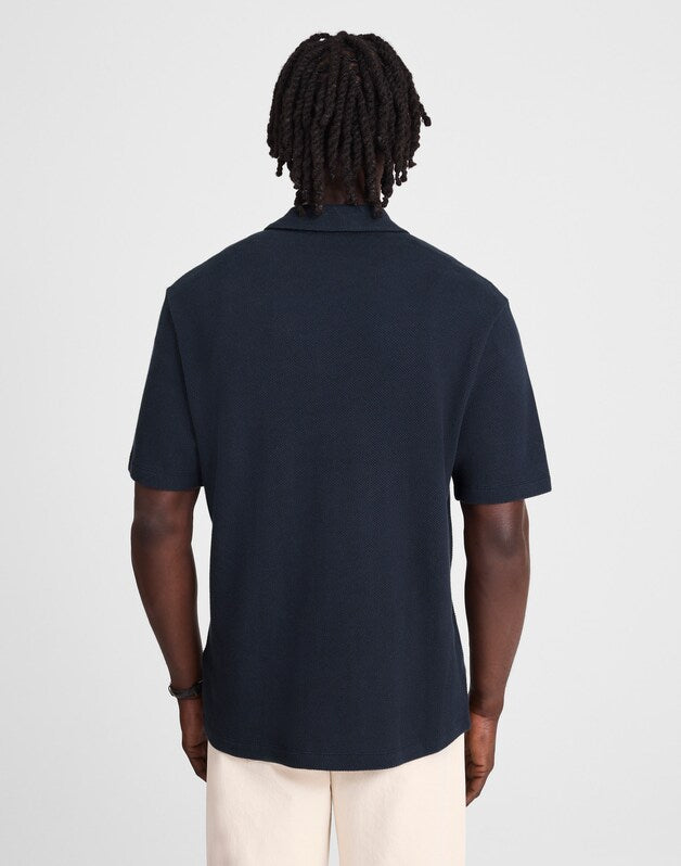 Quarter-Zip Pique Polo Shirt DARK NAVY
