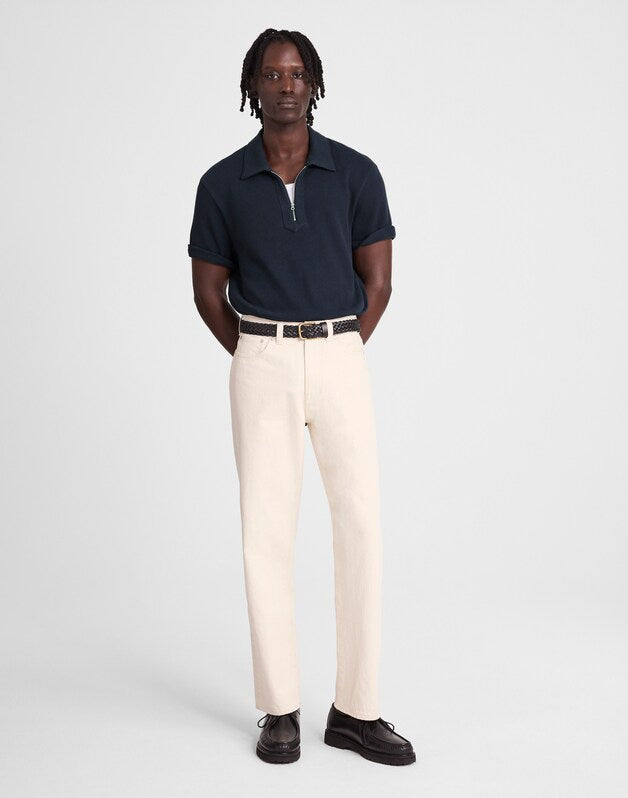 Quarter-Zip Pique Polo Shirt DARK NAVY