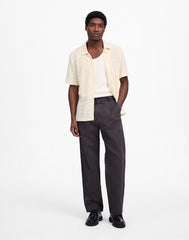 Jacquard-Knit Short-Sleeve Button-Up Shirt ANTIQUE CREAM
